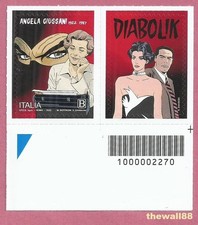 ITALIA 2022 Giussani Diabolik FRANCOBOLLO + CHIUDILETTERA con CODICE A BARRE BDx