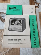 GRAETZ RADIO FERNSEHEN TV Manuale di riparazione Reparaturdienst liste 