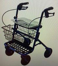 Deambulatore per Anziani con 4 ruote, sedile Rollator in Acciaio Pieghevole Blu