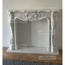 Cornice di Camino in marmo scolpito bianco 11 arredo casa lusso stile francia