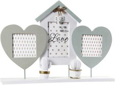 PORTAFOTO DA TAVOLO MULTIPLO | CORNICE FOTO 3 POSTI IN LEGNO | PORTAFOTO SHABBY 