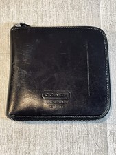 Custodia vintage Coach pelle nera porta CD DVD disco FS4388 minimalista lusso