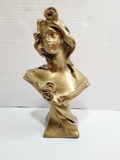 Rara scultura busto in metallo