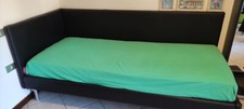 letto singolo imbottito Ennerev angolare ecopelle con rete a doghe, come nuovo