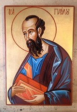 icona dipinta a mano di San Paolo  Apostolo. Pronta consegna( inch 7,87 x 11,41 