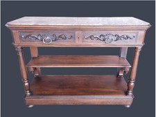 CONSOLE IN NOCE PIANO MARMO ORIGINALE EPOCA XIX SECOLO FRANCIA RESTAURATA