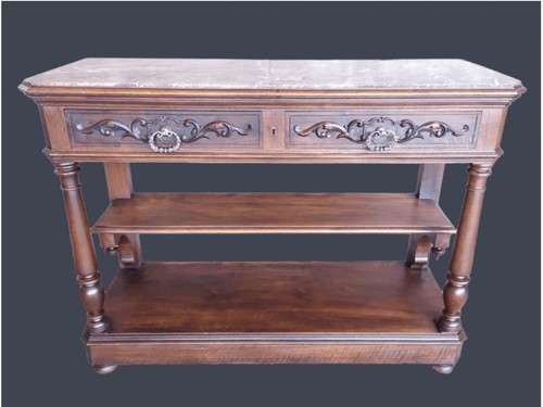 Console noce piano marmo - console,