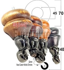 4x Piedini Ruota Legno