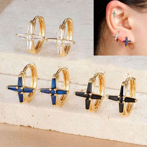 Orecchini croce con zirconi - con,