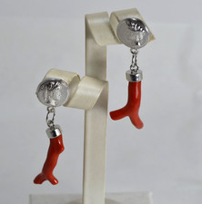 RED CORAL EARRINGS SILVER 925