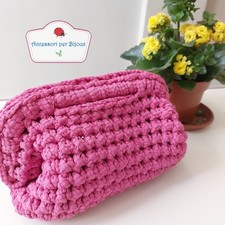 Borsa Clutch Fatta A Mano Rosa Scuro