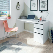 - Scrivania Reedsport, Scrittoio Reversibile Con 3 Cassetti, Tavolo Ufficio Salv