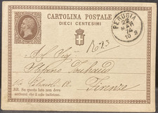 Regno d'Italia 1874 intero postale cartolina  postale 10 centesimi viaggiata