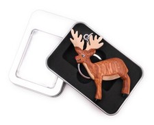 Wood Keychain Moose Deer Horns