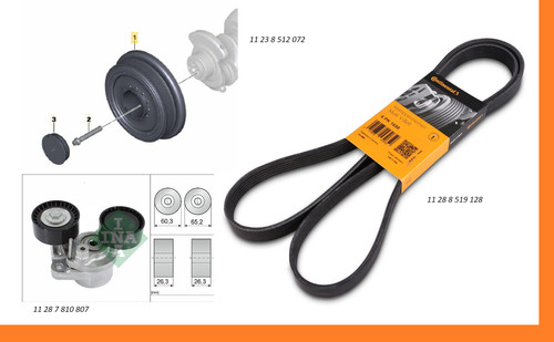 Kit puleggia motore cinghia - motore, +