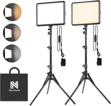 2 Luce Video Led Con Stativo, Kit Luce Video Pannello LED 25Watt, Faretto Dimmer