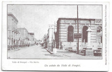 CARTOLINA DI NAPOLI ,SALUTI DALLA VALLE DI POMPEI - VIA SACRA - 1900