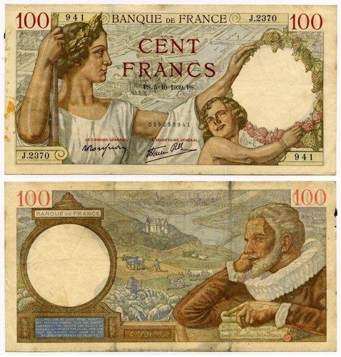 Moneta 1939 francia - francia, banconota
