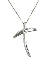 Collana ALFIERI & SAN GIOVANNI ciondolo croce 50 brillanti oro bianco 18 kt ciondolo croce