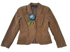 ZARA giacca blazer velluto costine marrone fiore lana cotta donna ragazza tg L