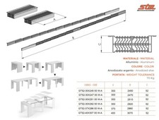 COPPIA GUIDE ALLUMINIO ALLUNGABILI PER TAVOLI ESTRAIBILI CONSOLLE - VARIE MISURE