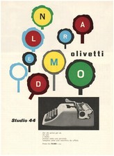 PUB.1957 OLIVETTI STUDIO 44 PORTATILE LETTERE COLORI MACCHINA DA SCRIVERE DESIGN
