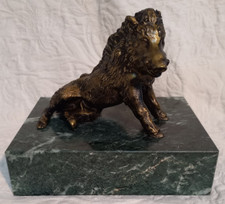 Caccia al CINGHIALE trofeo su base marmo Verde Porcellino Cignale Toscana Italia