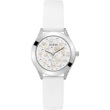 Orologio Donna GUESS PEARL GW0381L1 Silicone Bianco Swarovski NEW