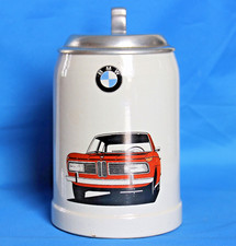 Rarità! Vecchio boccale birra vintage edizione BMW 2000 1966 0,5 L con coperchio in latta