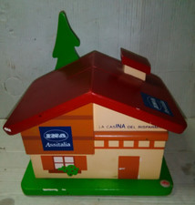pubblicità assicurazione - salvadanaio casina  in legno laccato SEVI