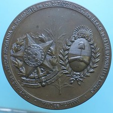 ARGENTINA MEDAGLIA 1935 OMAGGIO PRESIDENTE DEL BRASILE GETULIO VARGAS BRONZO