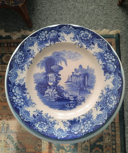 Antico piatto blu - , bianco