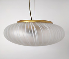 LAMTER MILANO Lampadario Ellisse Vetro Murano Incolore/bianco vintage D38cm-57M