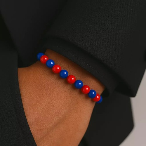 Bracciale perle rosso blu - rosso,
