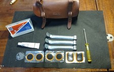 BIANCHI-BORSELLO BICI sottosella PELLE vintage -KIT RIPARAZIONE- RARO-ORIGINALE 