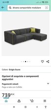 Divano 3 posti modulare componibile in tessuto stile moderno con pouf Jantra