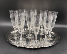 Set servizio prosecco champagne 9 Calice flûte cristallo incisione con vassoio