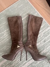 STIVALI AL GINOCCHIO CESARE PACIOTTI PITONE PELLE DI SERPENTE E SUDED $1250 TAGLIA 8/38