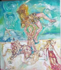  BISSANTI  CARLO - Il sogno di Ulisse.olio su tavola  30x35cm.