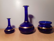 Set 3 Vaso Antico Vetro Blu
