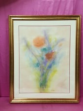 Pittrice Secolo XX. "Natura morta fiori" pastello 49x37 in cornice C5 ^