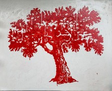 Mario Schifano Albero Della Vita Smalto Su Tela 100 x 70 Cm Arte Dipinto 