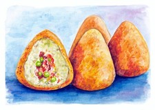Acquerello arancini siciliani dipinto a mano opera originale