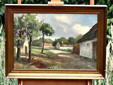 Lars Hendrik C. Kliim - Paesaggio con case - Quadro olio su tela - Firmato