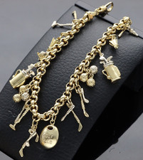 BRACCIALE GOLF VINTAGE " SIDRA "CON CIONDOLI  IN ORO GIALLO E B. 750/1000, 18KT.