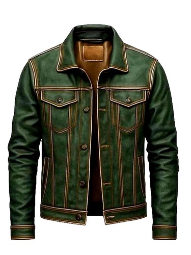 Giacca uomo verde - , pelle