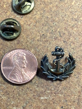 Argento Sterling 10k Epoca Seconda Guerra Mondiale USMM Merchant Marine Ancora/Corona INSEGNA UFFICIALE