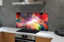 Tulup Küchenrückwand Spritzschutz aus Glas 140x70 Fractals abstract wave