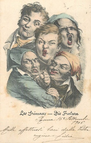 Cartolina caricatura smorfie