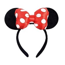 Cerchietto Orecchie Topolina Nero Minnie Mouse fiocco morbido imbottito I.4801
